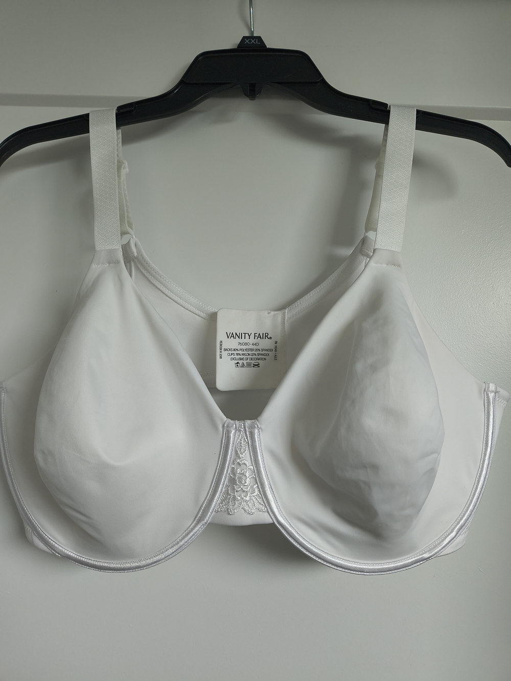Vanity Fair White Full Coverage Support Underwire Back Minimizer Bra  76080 44D